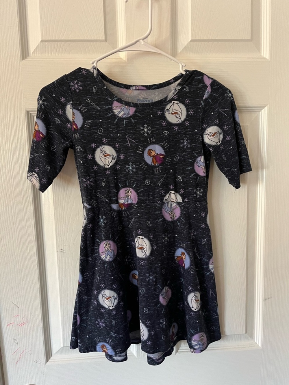 Disney Black and Purple Frozen Short Sleeve Skater Dress